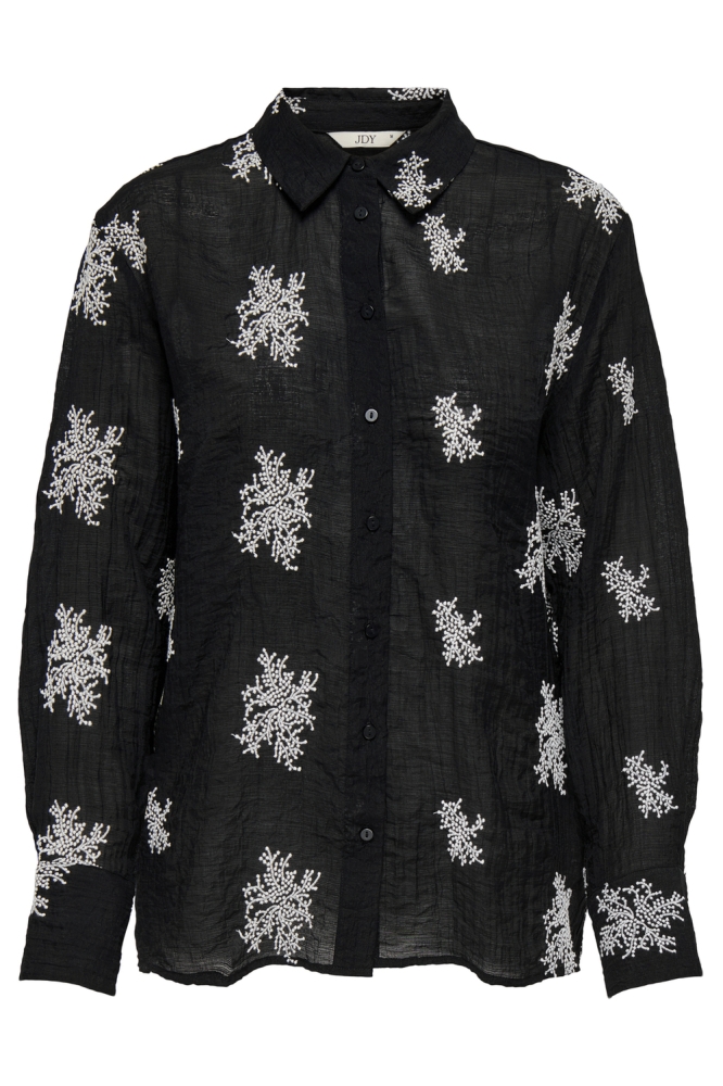 JDYTHEO L/S EMBROIDERY LOOSE SHIRT 15352650 BLACK/FLOWER EMB